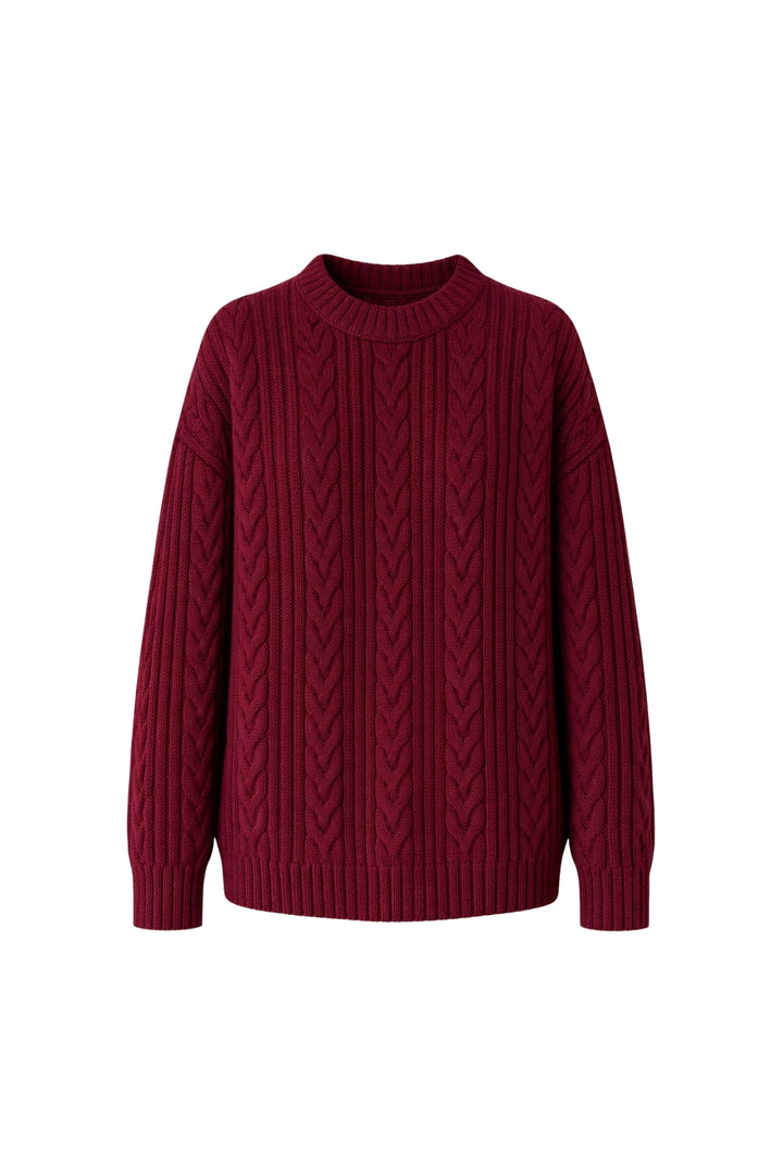 Örgü Desen Bordo Basic Triko Kazak