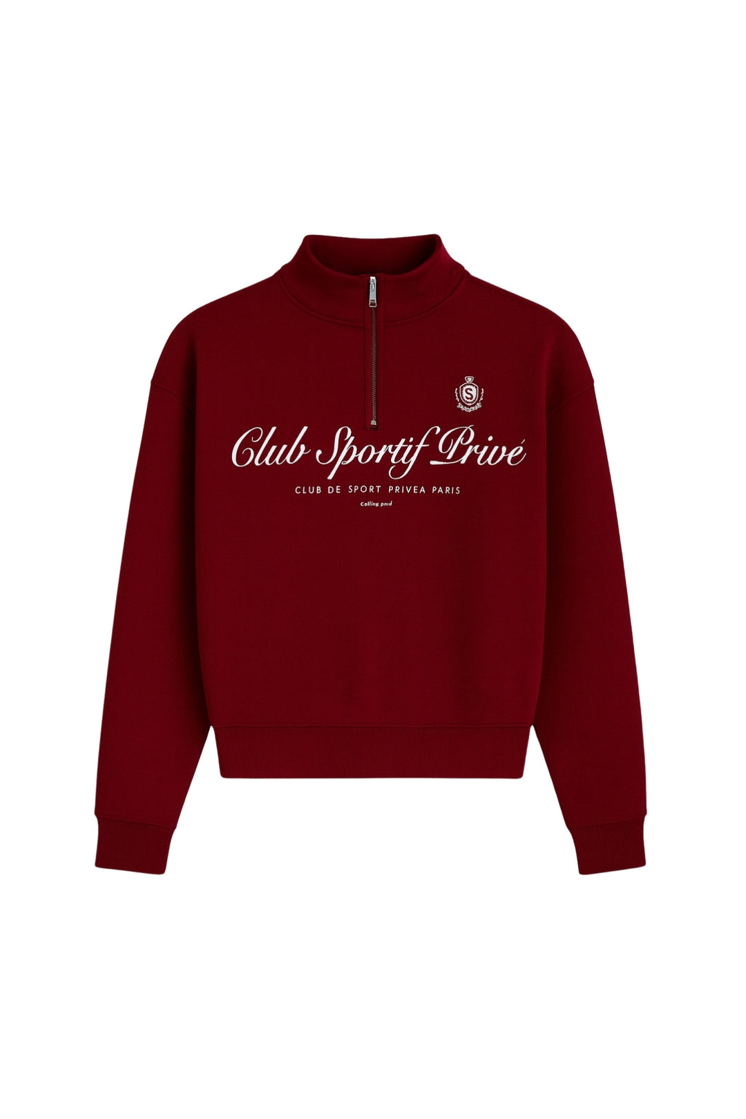 Fermuar Detay Baskılı Bordo Sweatshirt