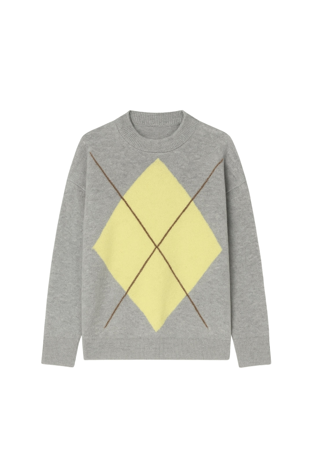 Baklava Desen Gri Çift Renk Kazak