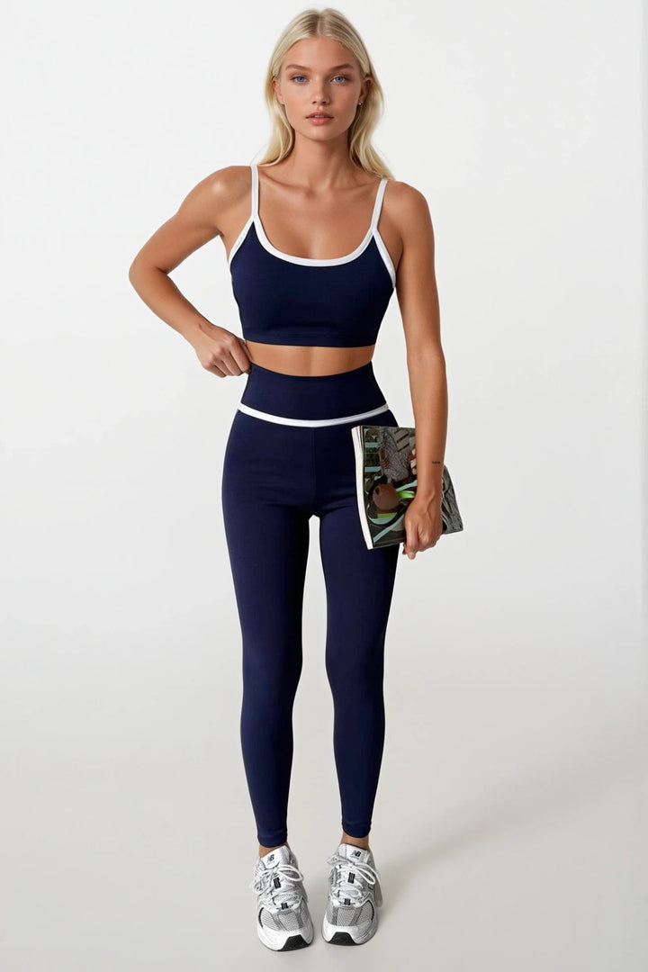 Biye Detaylı Yüksek Bel Lacivert Tayt