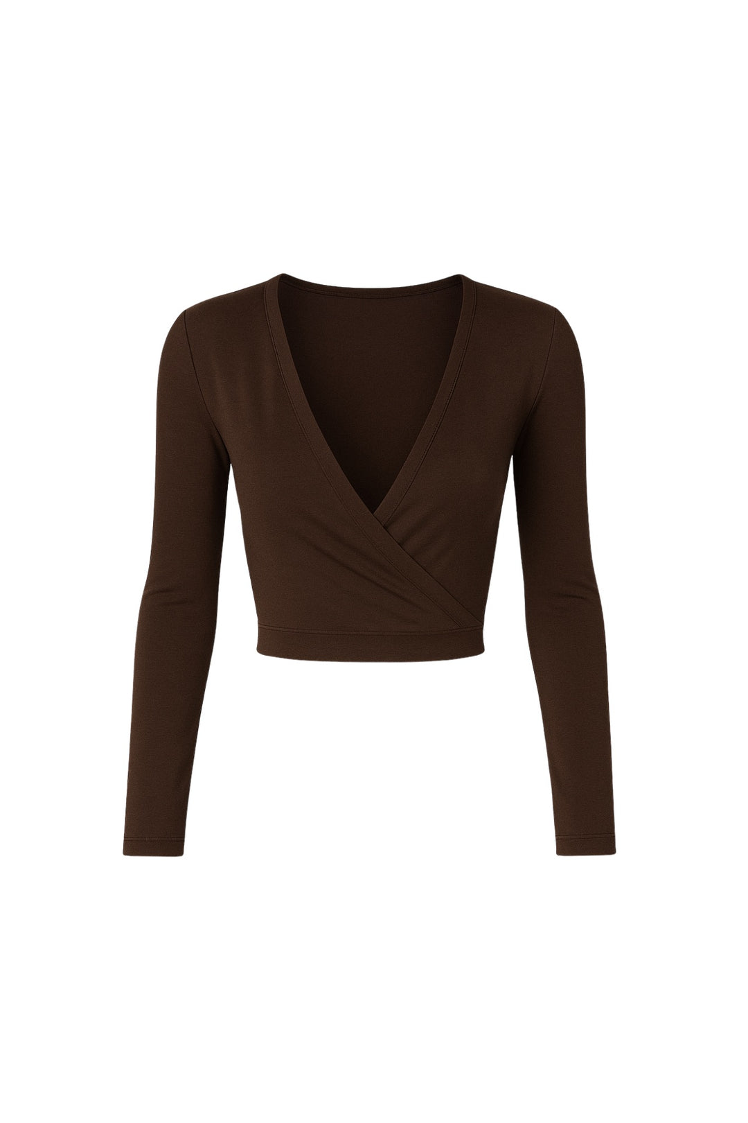 Kruvaze Bağlamalı Kahverengi Bluz