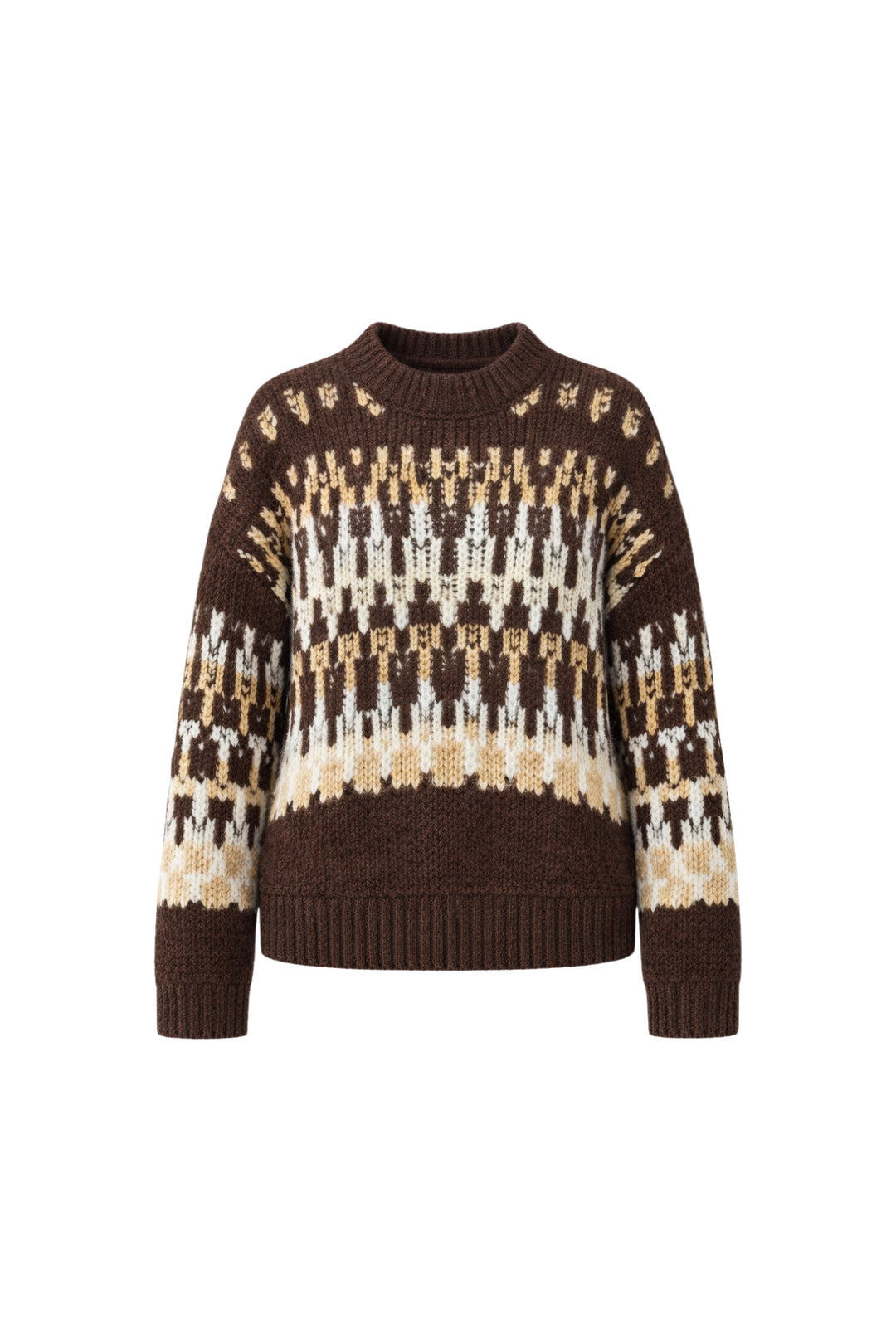 Desenlli Kahverengi Triko Kazak