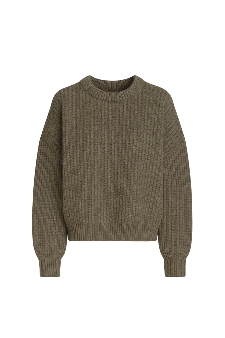 Örgü Detay Bej Basic Triko Kazak