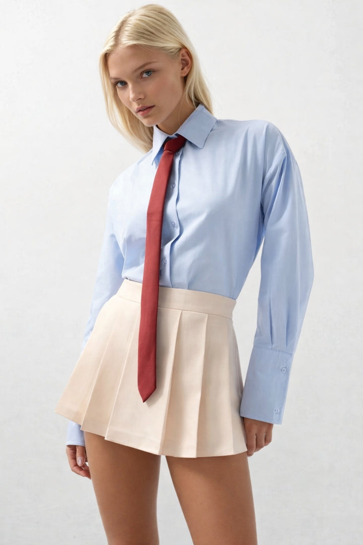 Pileli Mini Taş Şort Etek