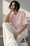 Bisiklet Yaka Oversize Dokulu Pembe Bluz