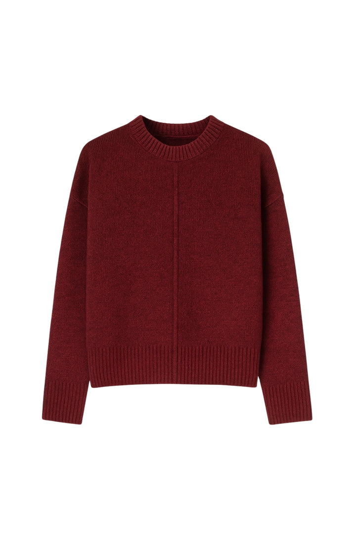 Ters Dikişli Bisiklet Yaka Bordo Kazak