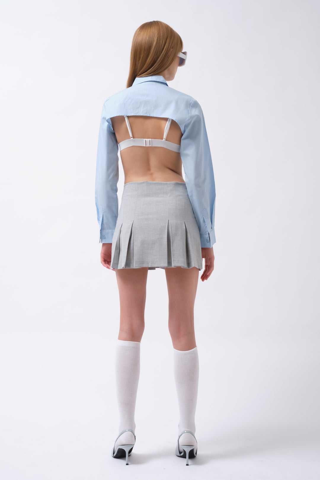 Oval Cut Blue Crop Shirt 