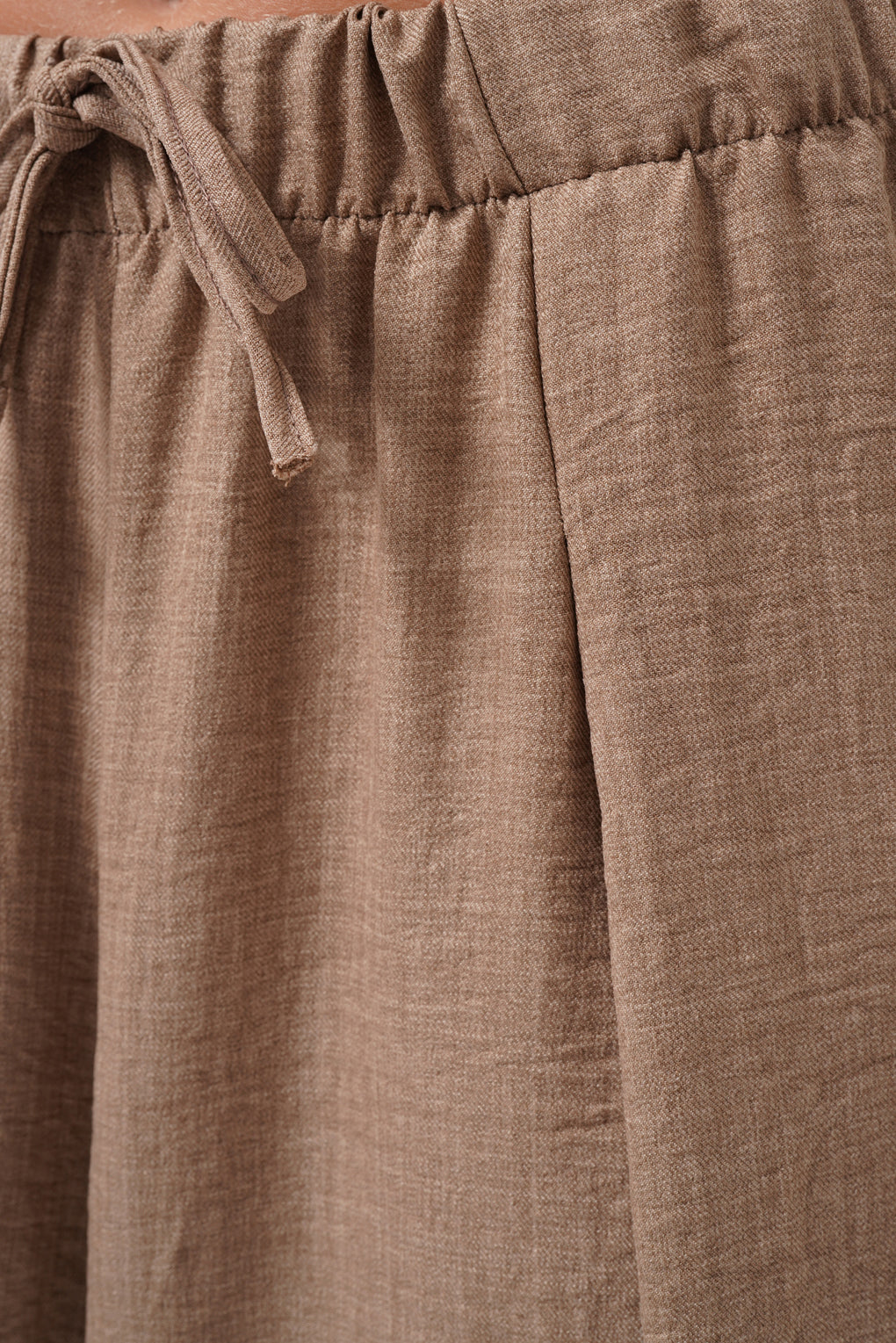 Low Waist Oversize Linen Beige Trousers