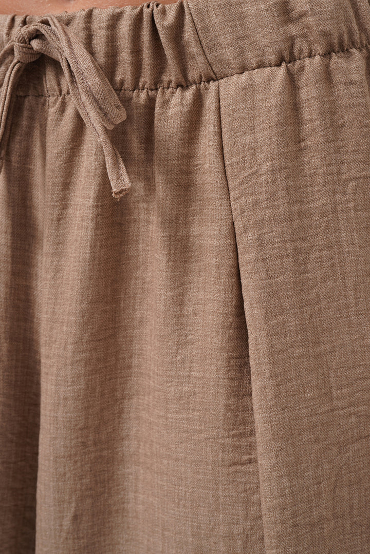 Low Waist Oversize Linen Beige Trousers