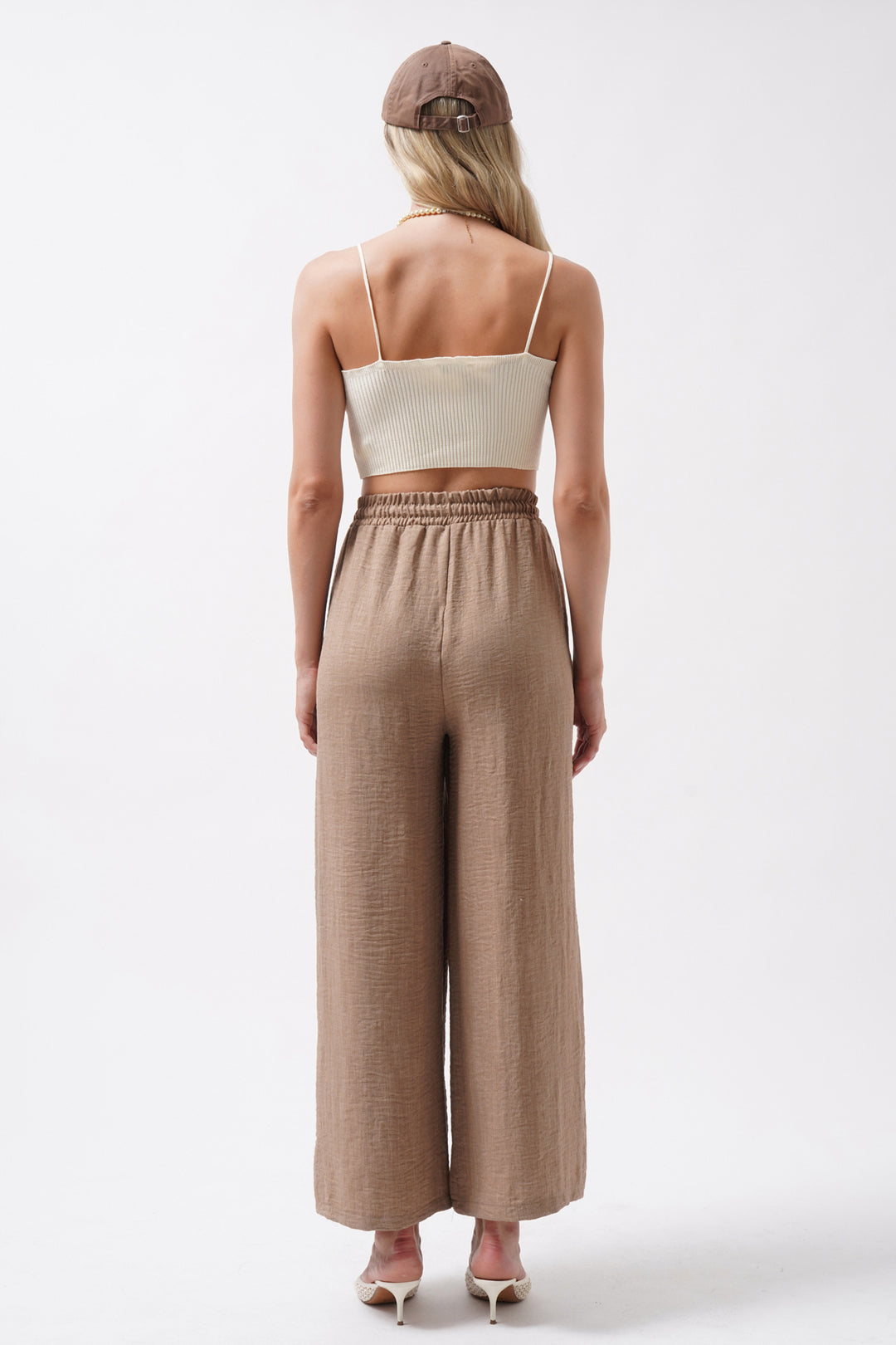 Aksesuar Detay Keten Kahverengi Pantolon