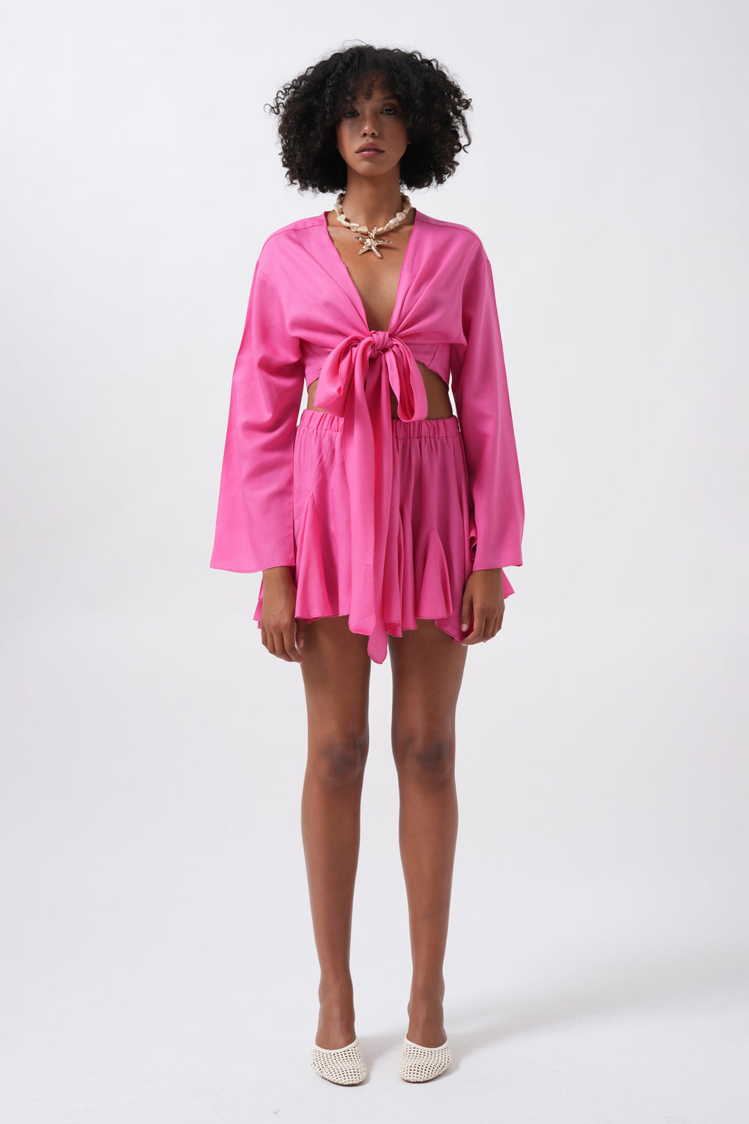 Fuchsia Kiloş Skirt with Elastic Waist 