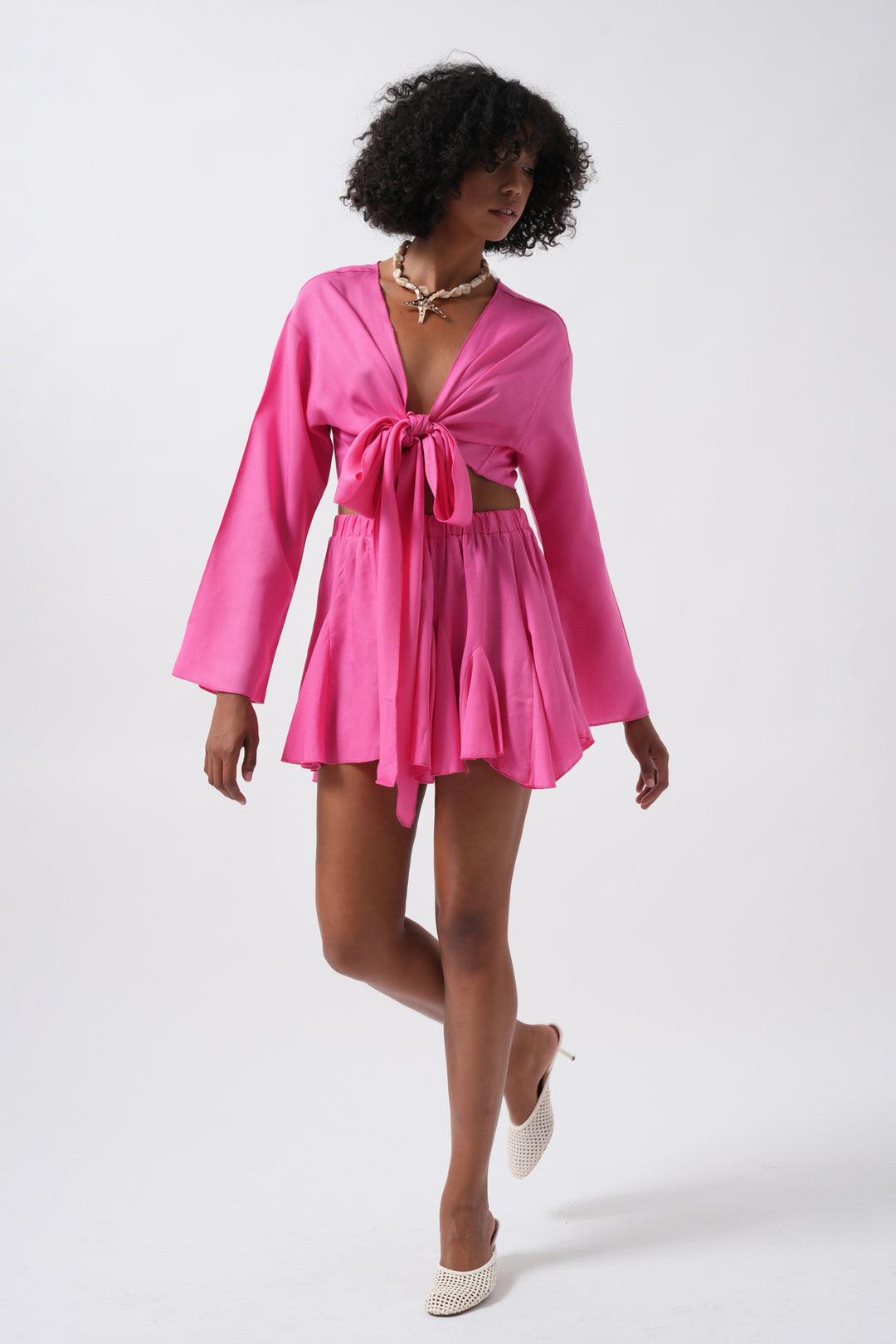 Fuchsia Kiloş Skirt with Elastic Waist 