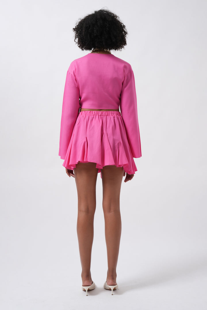 Fuchsia Kiloş Skirt with Elastic Waist 