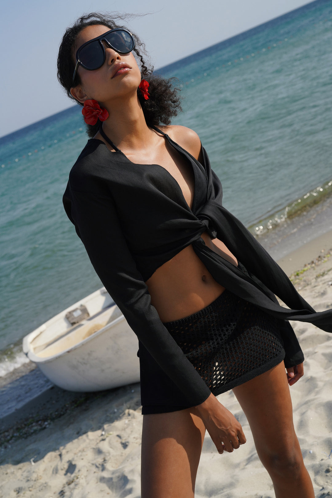 Knitted Black Mini Skirt 