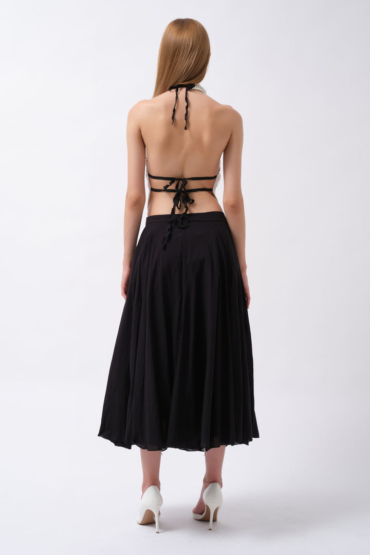 Front Gather Detail Back Tie White Blouse 