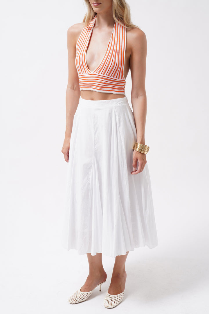 Çizgili Boyun Bağlamalı Somon Crop