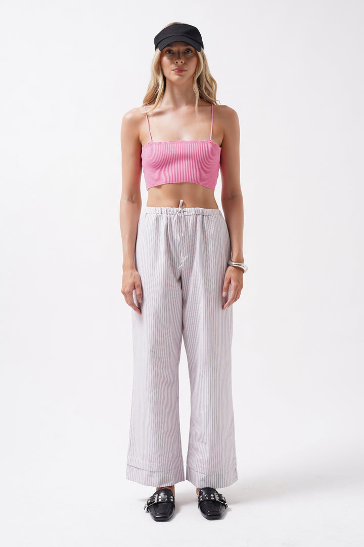 Pink Crop Top with Thin Straps