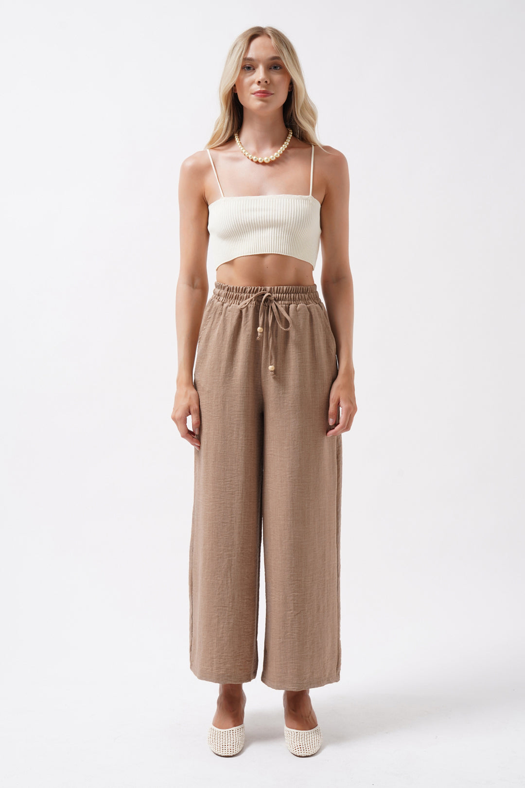 Thin Strap Ecru Crop Top