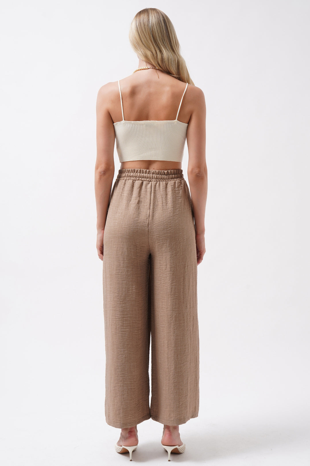 Thin Strap Ecru Crop Top