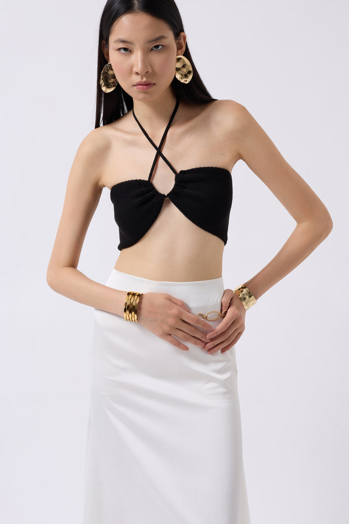 Textured Black Bra with Cleavage 