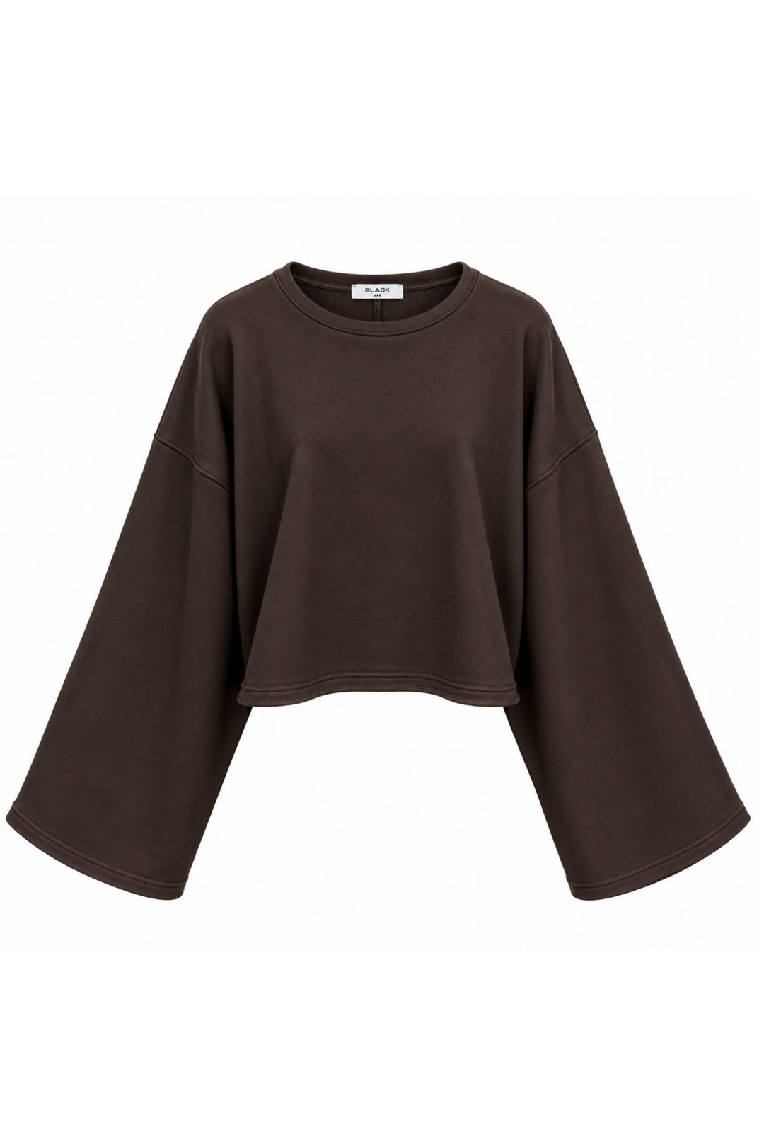 Geniş Kol Bisiklet Yaka Kahverengi Basic Sweatshirt