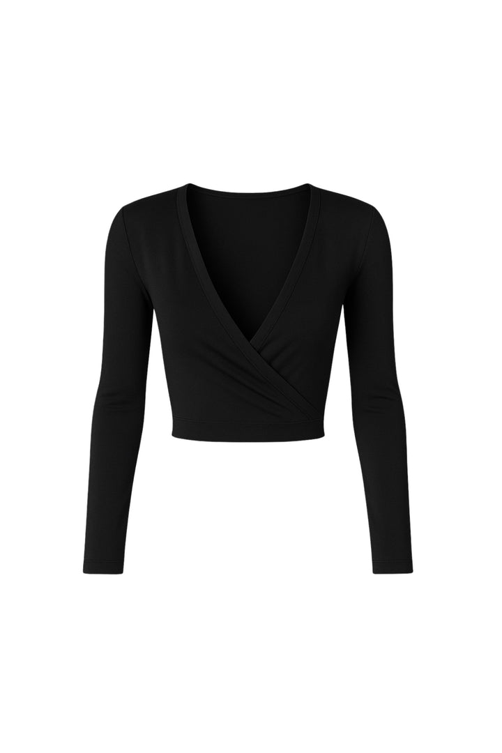 Kruvaze Bağlamalı Siyah Bluz