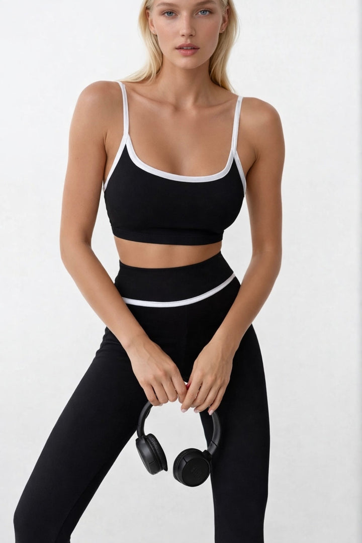 Biye Detaylı Yüksek Bel Siyah Tayt