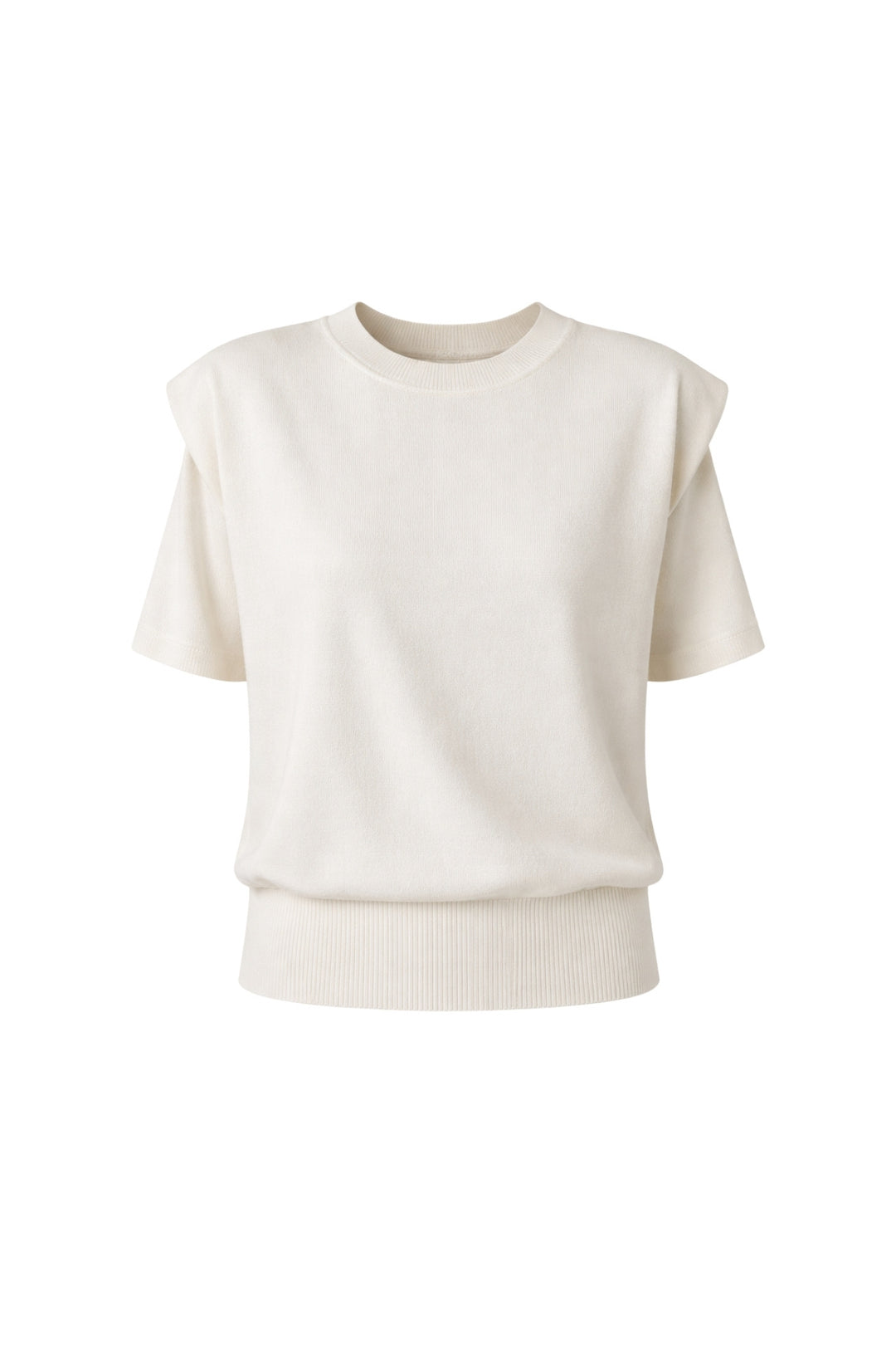 Vatka Detay Yarım Kol Beyaz Triko Bluz