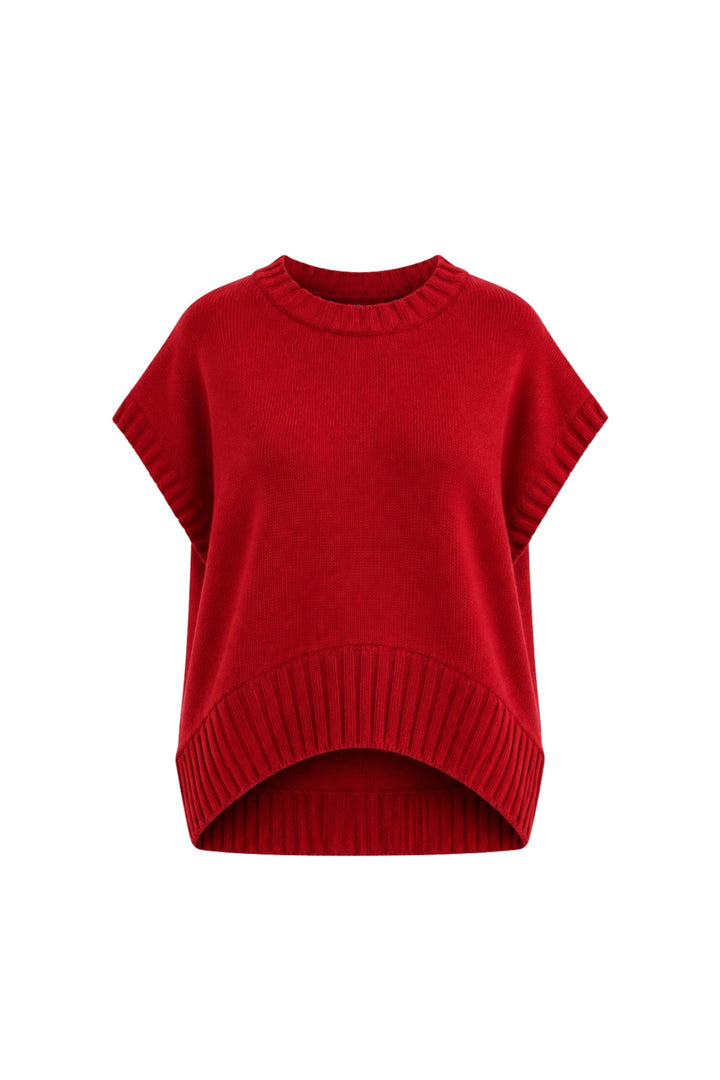 Oversize Basic Kırmızı Triko Süveter