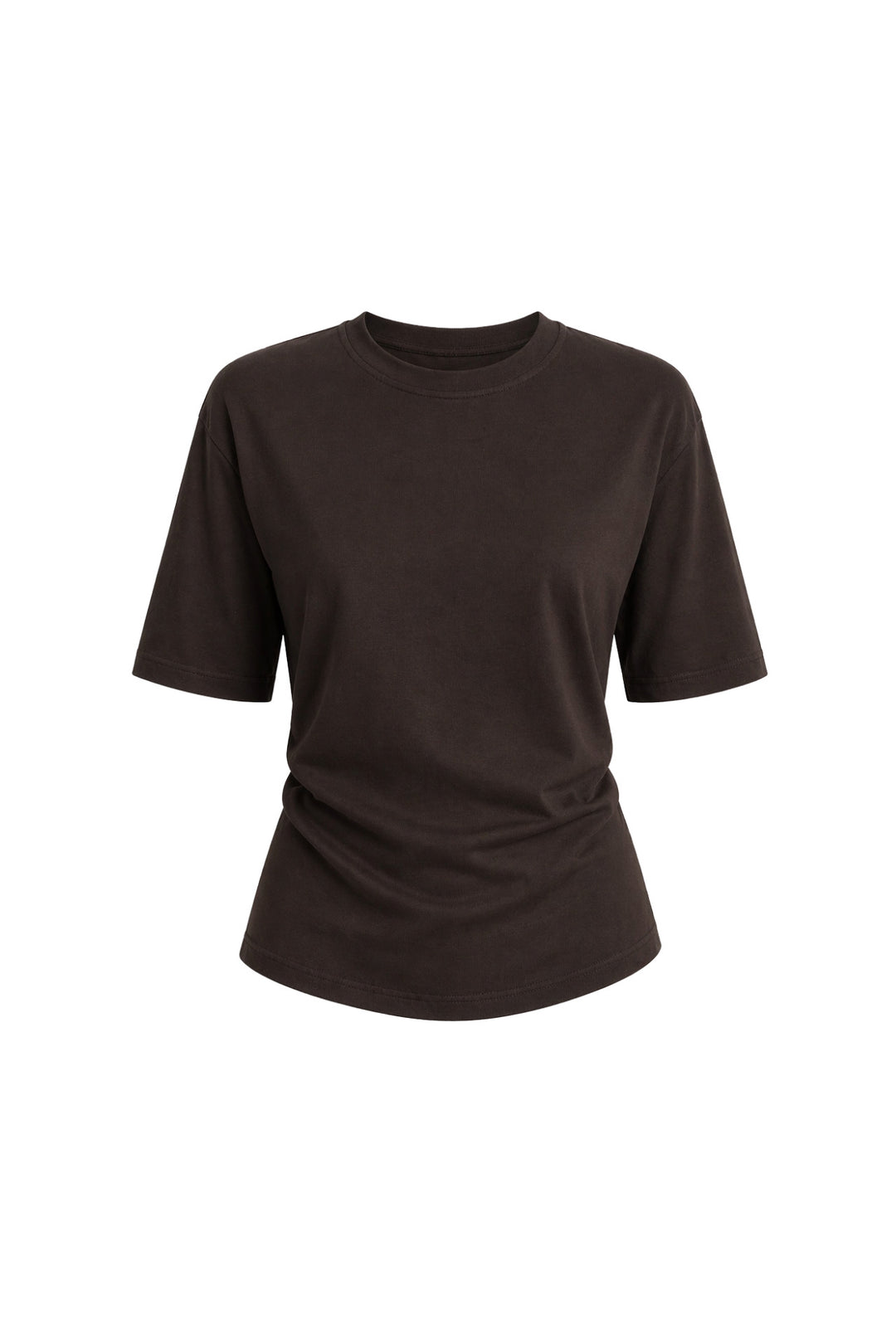 Bel Büzgülü Basic Kahverengi T-Shirt
