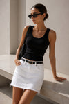 Basic Mini Beyaz Denim Etek
