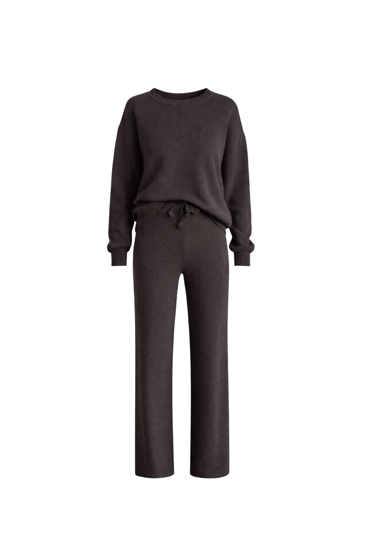 Bisiklet Yaka Kahverengi Triko Kazak Pantolon İkili Takım