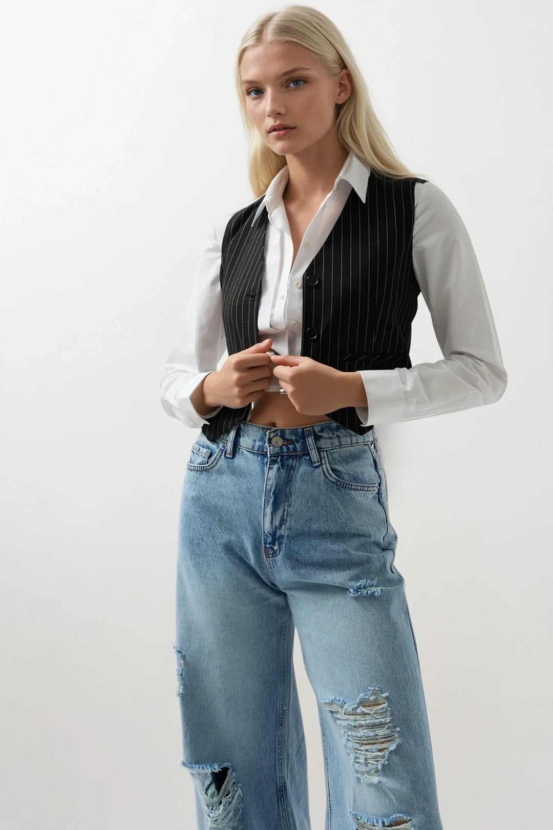 Çizgili Siyah Yelek