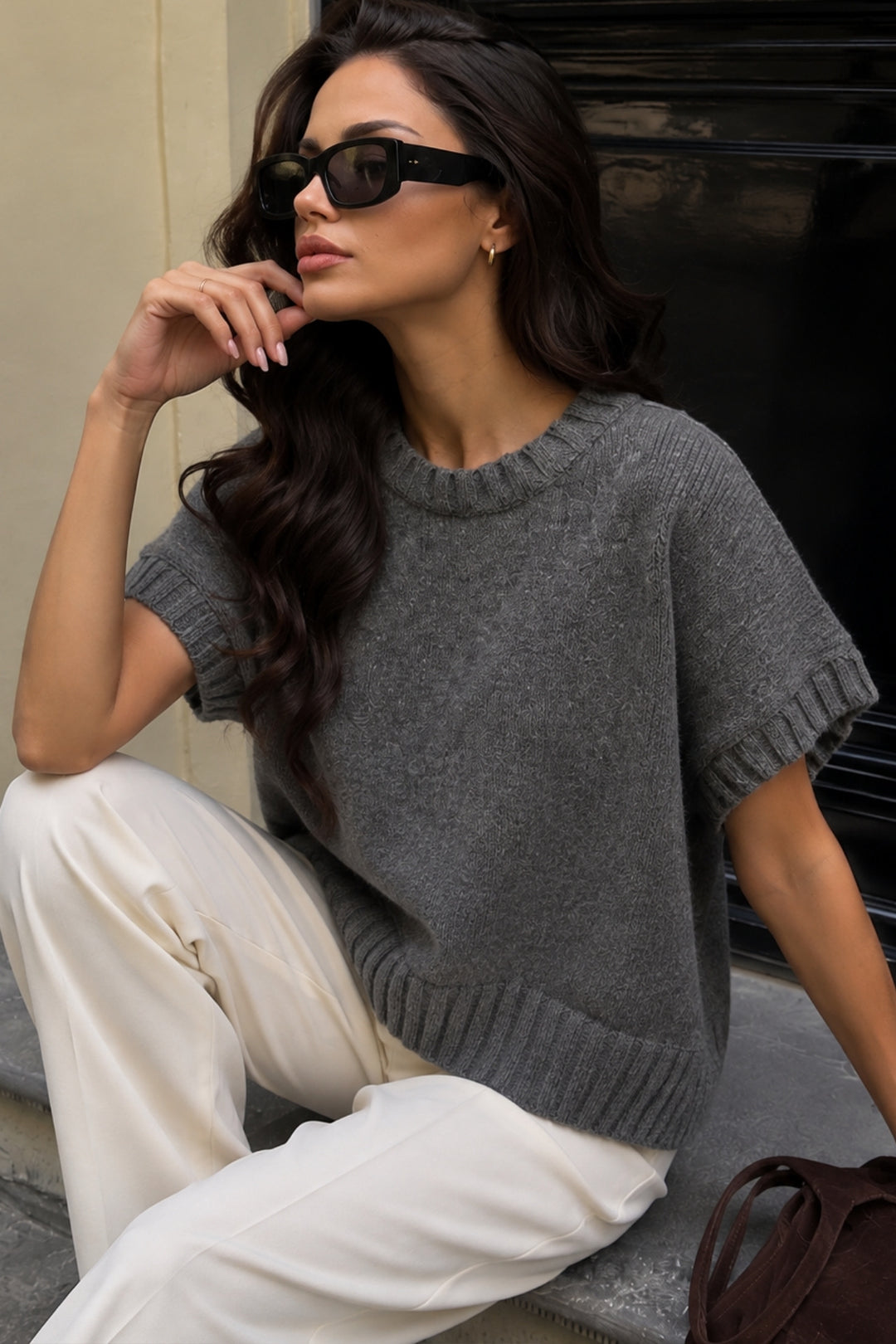 Basic Oversize Antrasit Triko Süveter