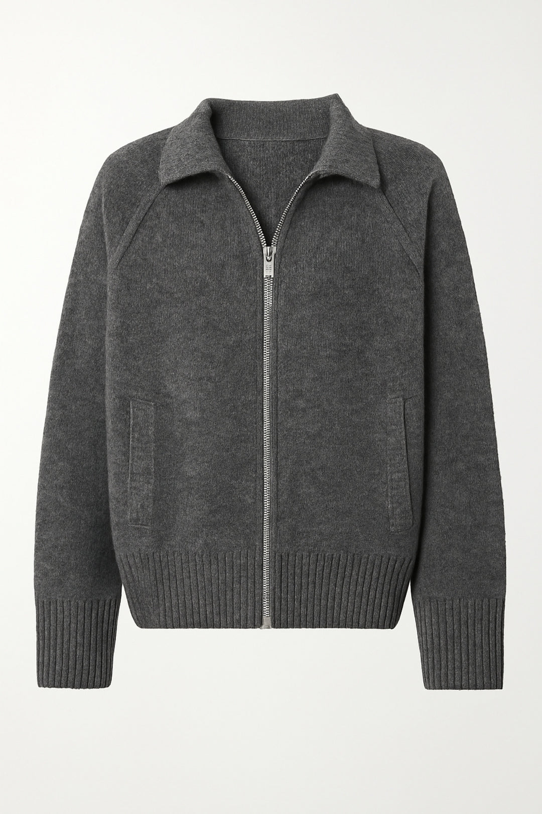 Balıkçı Yaka Fermuar Detay Antrasit Kazak