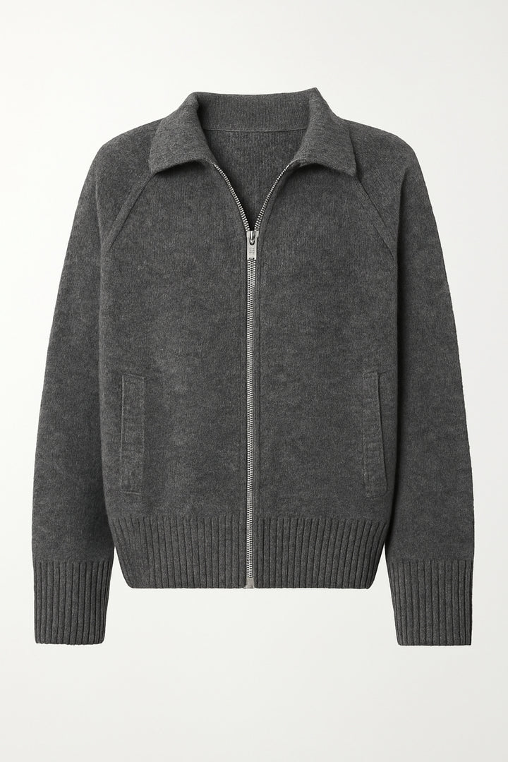 Balıkçı Yaka Fermuar Detay Antrasit Kazak