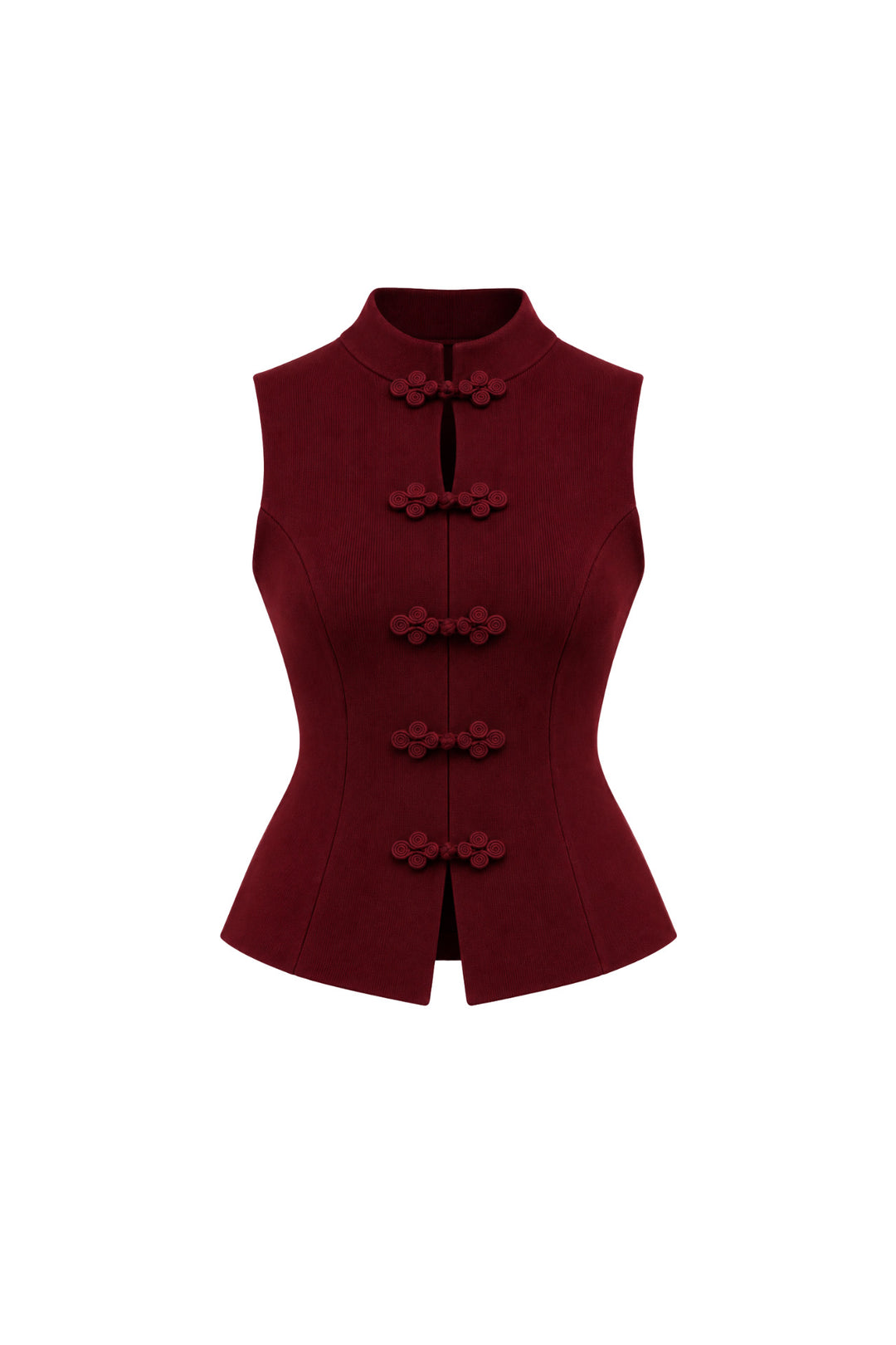 Aksesuar Detay Kolsuz Triko Bordo Bluz
