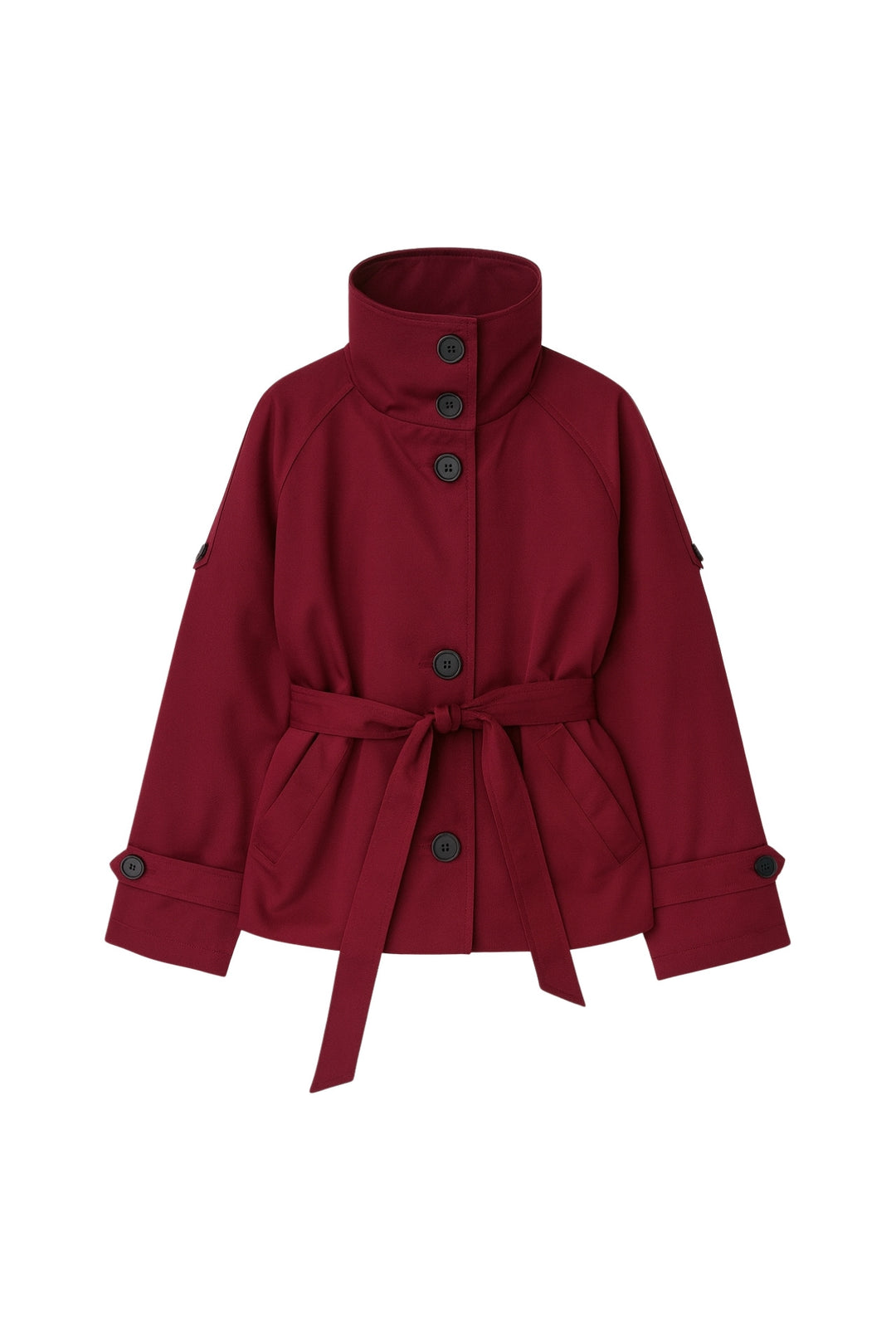 Dik Yaka Crop Bordo Trençkot