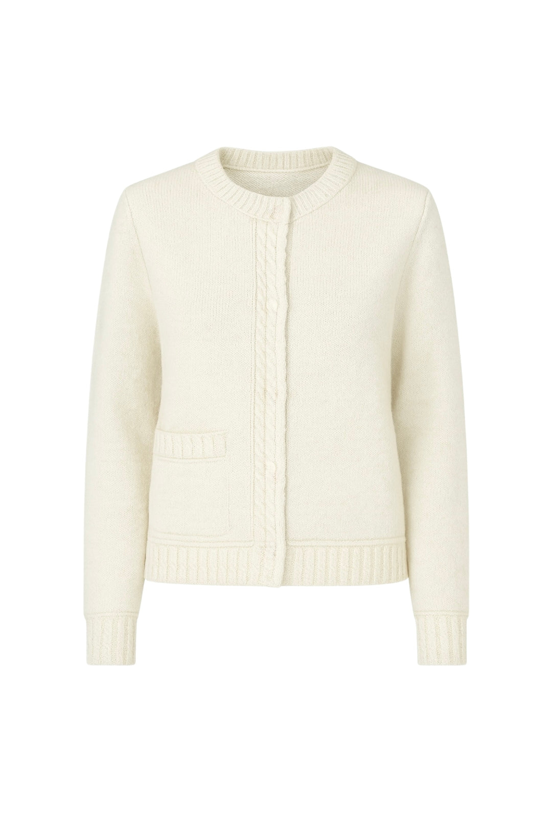 Tek Cepli Çıtçıtlı Ekru Triko Hırka