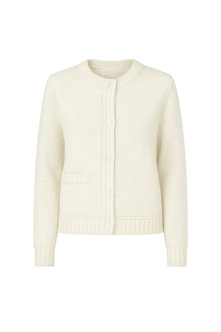 Tek Cepli Çıtçıtlı Ekru Triko Hırka