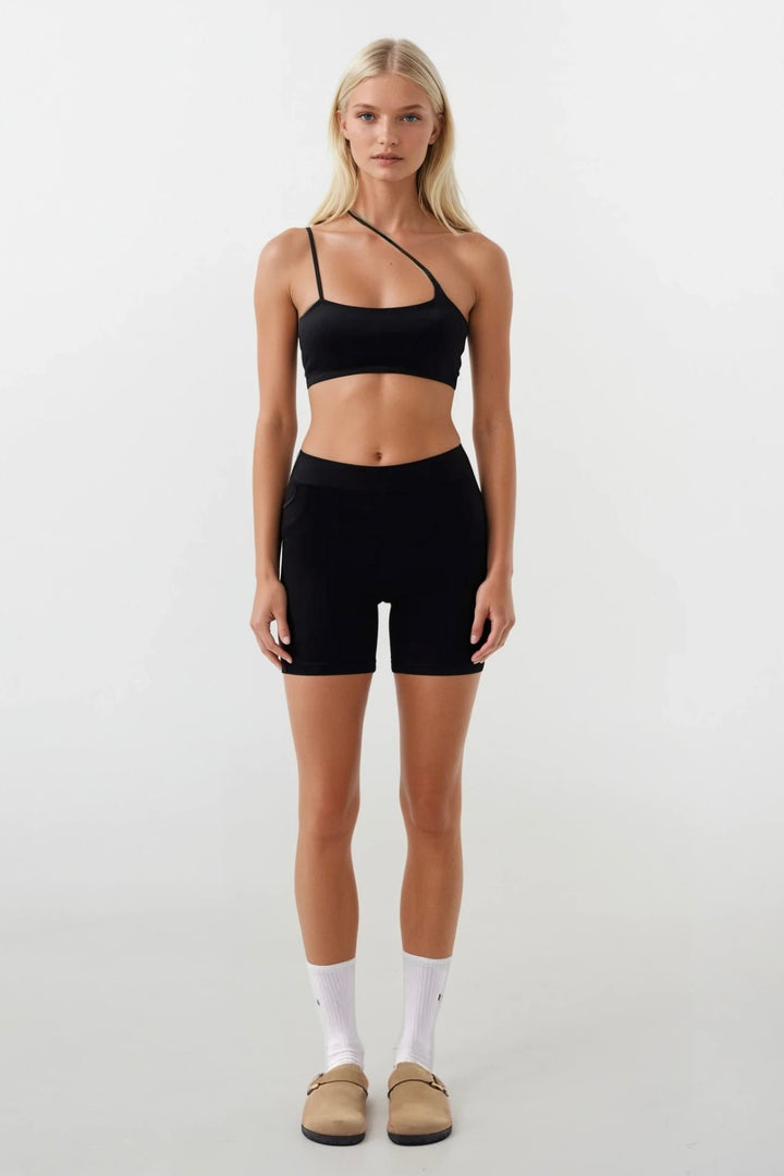 Cross Strap Black Bra 