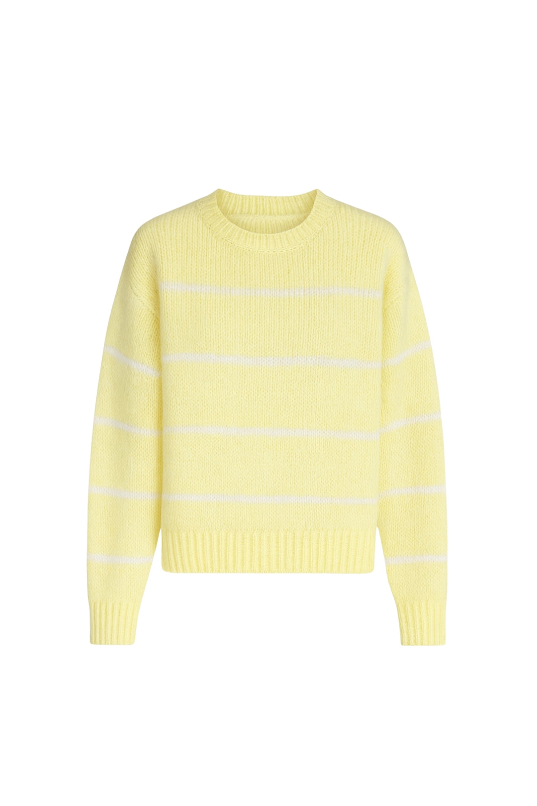 Çizgili Basic Sarı Triko Kazak