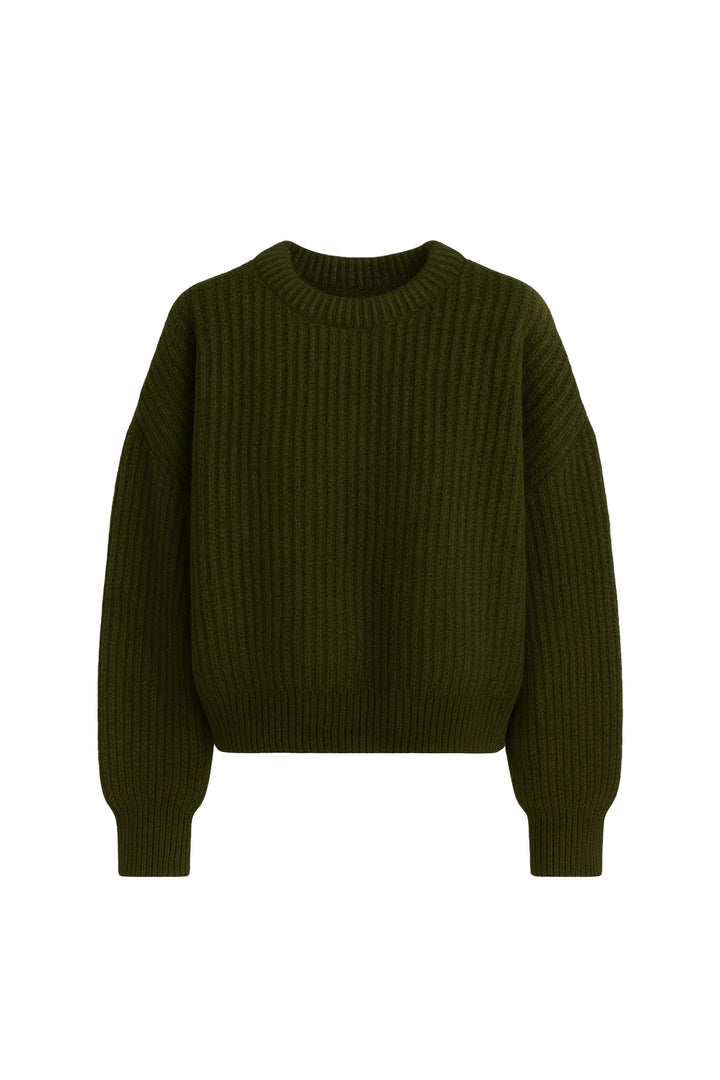 Örgü Detay Basic Haki Triko Kazak