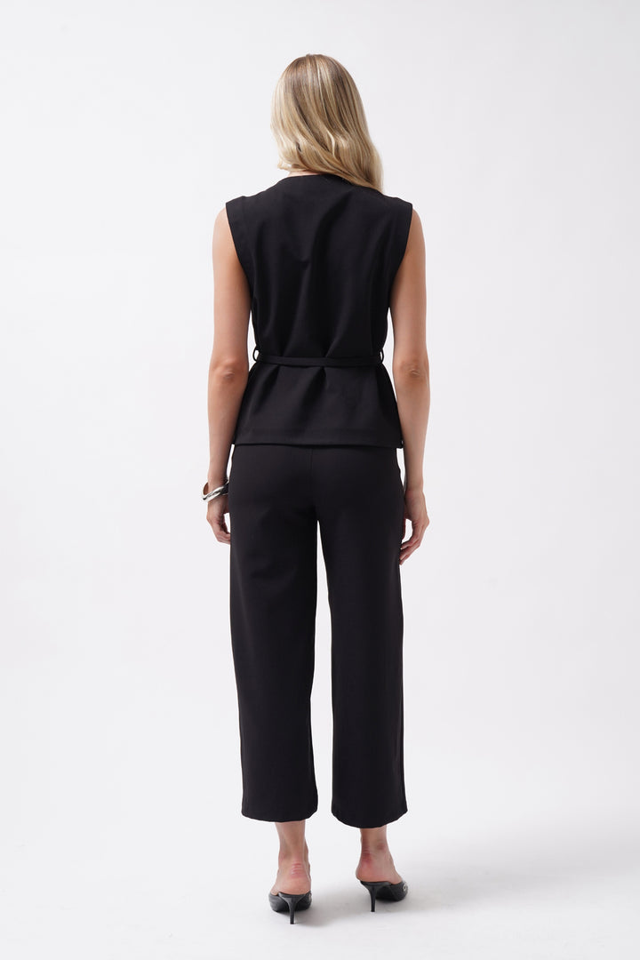 Kuşaklı Dokuma Siyah Yelek