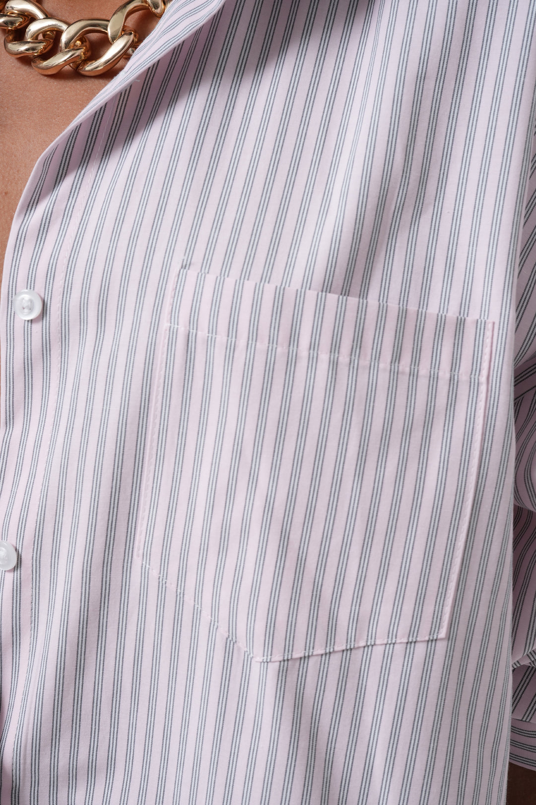 Striped Pocket Detail Pink Shirt 
