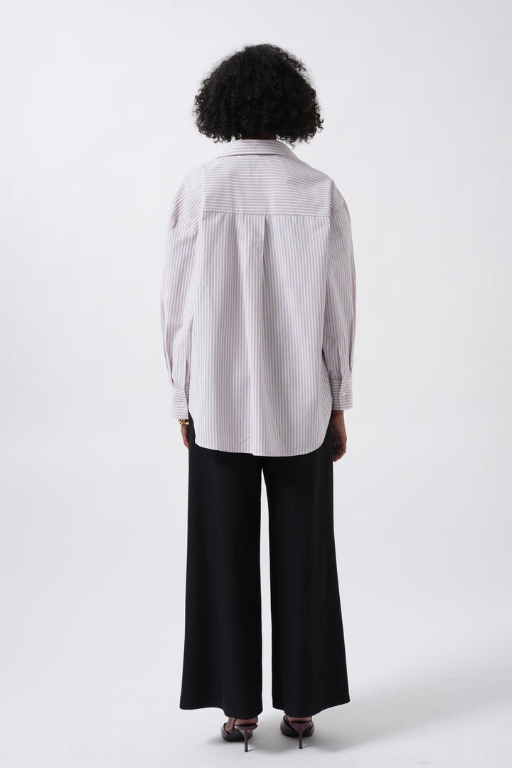 Striped Pocket Detail Pink Shirt 