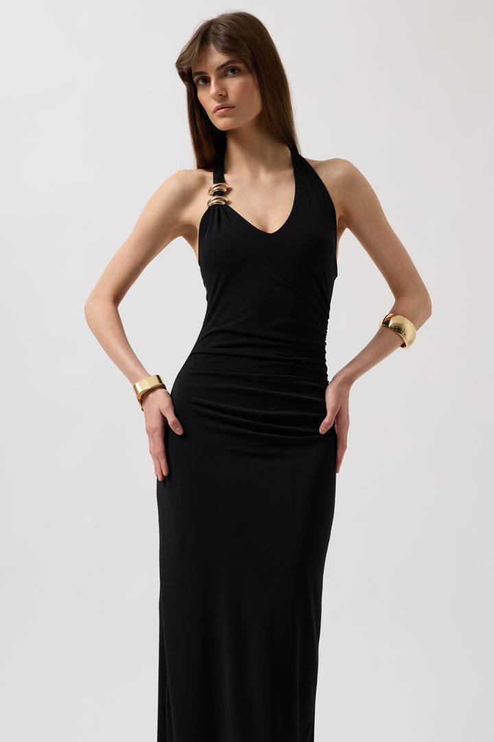 Accessory Detail Maxi Black Dress 