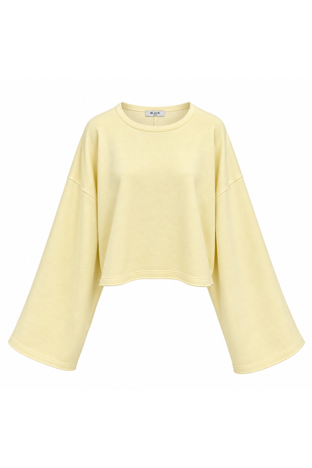 Geniş Kol Bisiklet Yaka Sarı Basic Sweatshirt