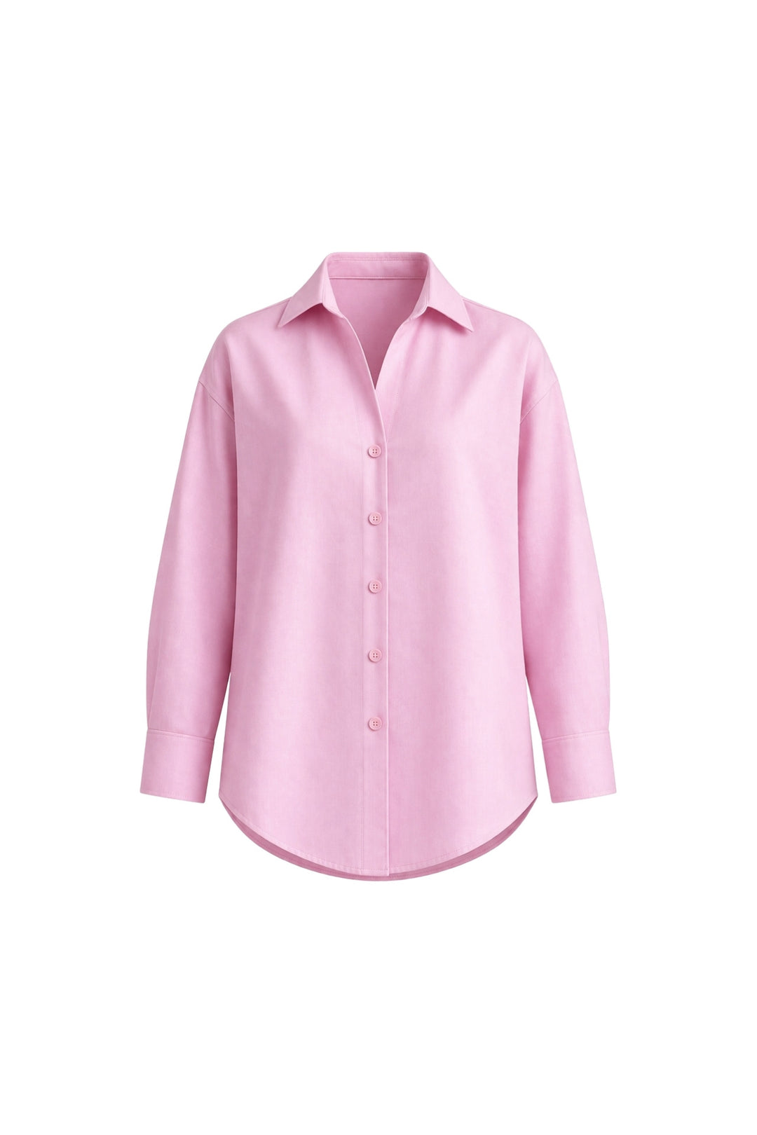 V Yaka Oversize Pembe Modal Gömlek