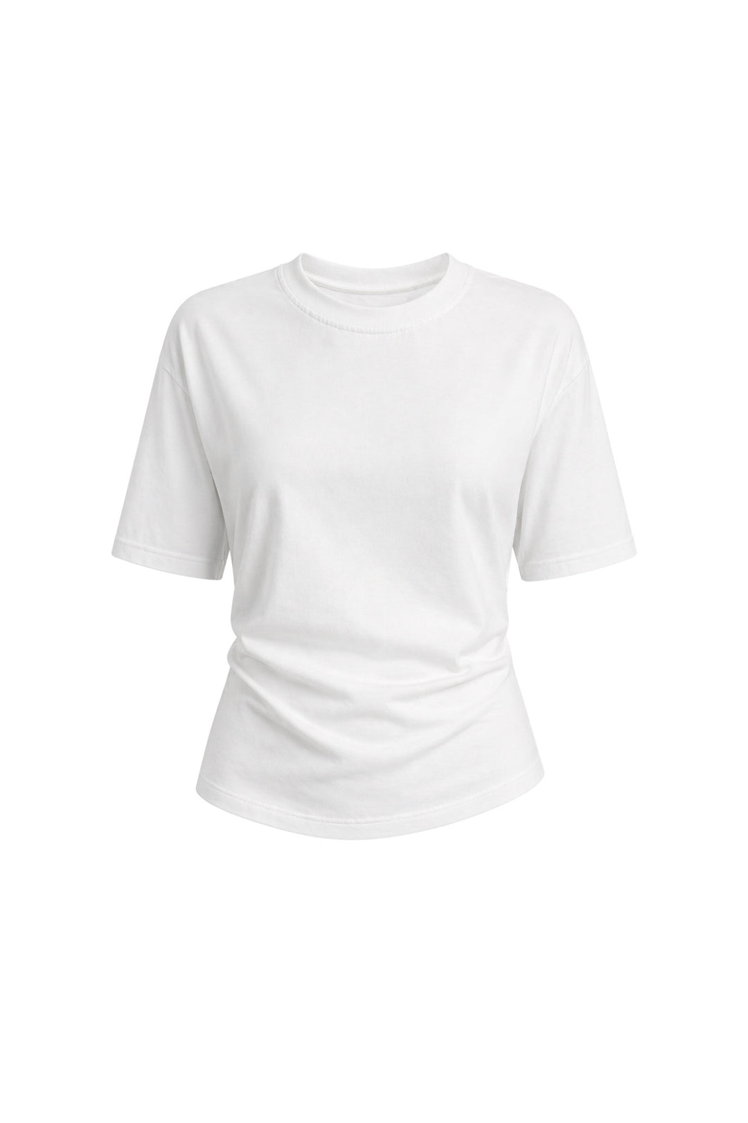 Bel Büzgülü Basic Beyaz T-Shirt